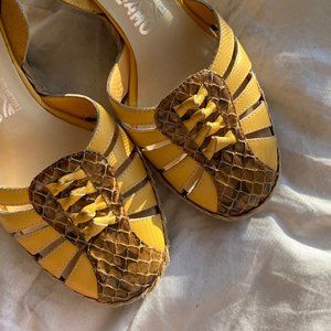 SALVATORE FERRAGAMO yellow wedges